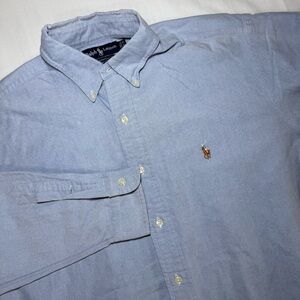 Ralph Lauren Yarmouth Mens Button Down Shirt Long Sleeve 16 1/2 35 Blue Oxford